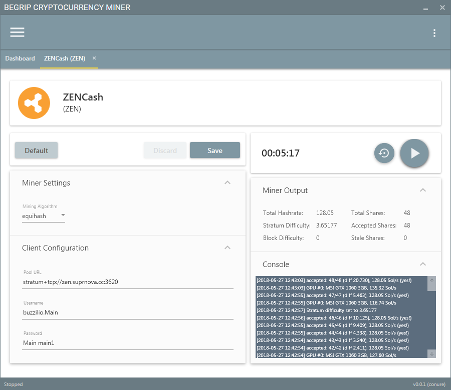 Save configurations. Mine multiple cryptocurrencies at a time.